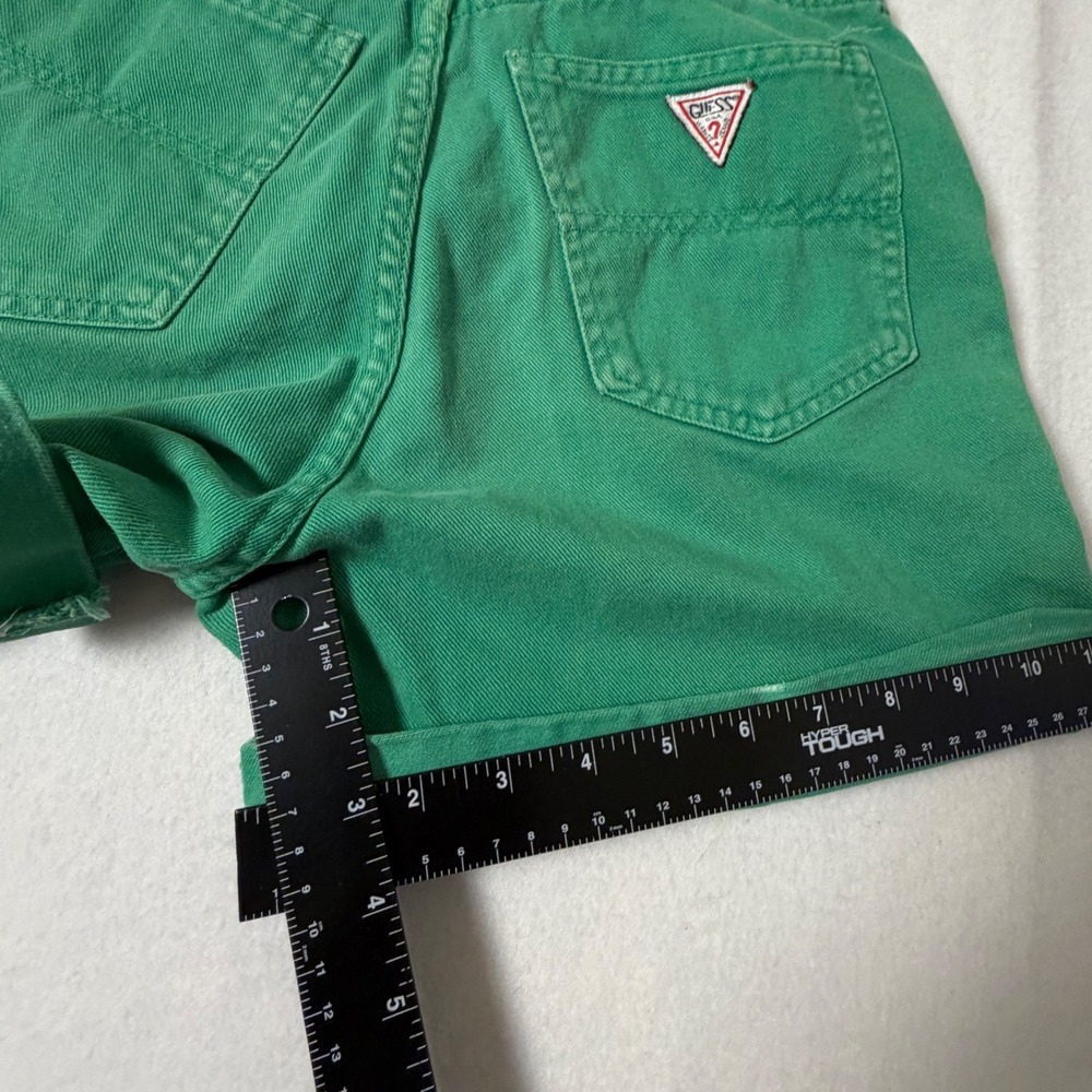 Vintage Guess Denim Shorts Womens 28 Green Excellent Vintage High Waist Cuffed - Picture 5 of 7